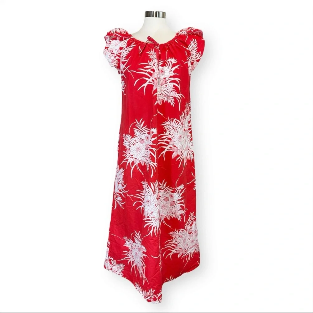 Vintage Hilo Hattie Tropical Print Maxi Dress